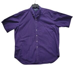 Ralph Lauren Blake Purple Short Sleeve Button Down Shirt Men XL 100% Cotton FLAW